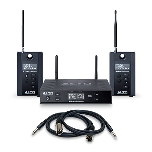 Alto Professional Stealth MKII-UHF Stereo Wireless Audio System for Active Speakers with Transmitter and 2 Receivers, 2 XLR Ins, Expandable