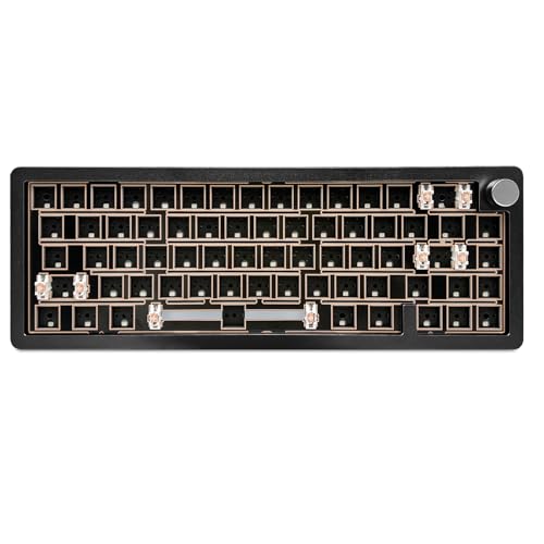BOYI GMK67 65% Aluminum Keyboard Kit,Hot-Swappable BT5.0/2.4G/Type-C Tri-Mode Wireless RGB CNC Mechanical Keyboard Gasket Mounted Kit,Customized South-Facing LED Barebones Kit(Cool Black)