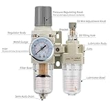 LNCHKA Air Pressure Regulator with Pressure Gauge(0-150PSI),Water Separator for Air Compressor Semi-Auto Drain 1/4 NPT Threaded Interface