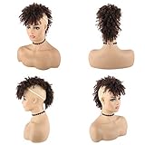 KRSI Afro High Puff Hair Bun Ponytail Drawstring With Bangs Synthetic Light Brown Spring Curly Mohawk Kinkys Wigs Curly Fauxhawks Pony Tail Clip in on Ponytail Hair Extensions for Black Women(1B/33#)