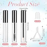 Giantree 6 Pack 10ml Empty Mascara Tube with Brush Wand, Clear Mascara Tube, Refillable Eyelash Cream Container DIY Cosmetics Bottle, Empty Eyeliner Tube and Empty Lip Gloss Tubes with Funnel(Black)