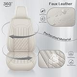 WQCXYHW 5 Seats Leather Car Seat Covers for Volvo XC90 2006-2024 2 Rows,Luxury Comfort Waterproof Breathable Nappa Leather Car Seat Cover,Airbag Compatible Seat Cushion(Beige,Full Set)