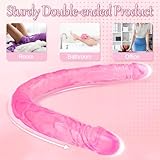 Pink Lifelike 18.11 inches Silicone Double Headed Silicone Strong Suction Cup for Hands-Free Realistic Classic Double-Ended Wand Tool for Female, Comfortable to The Touch, Real Experience rtyTx61-13