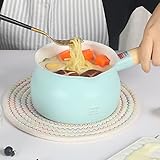 Japanese-style Small Milk Pot Non-Stick Coating Hot Milk Small Soup Pot, 1.2L, 5 cups, Imitation Enamel Pot Butter, Chocolate, Cream, Cheese Warmer,(Pink)