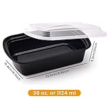 Kitch’nMore 38oz Meal Prep Containers, Extra Large &Thick Food Storage Containers with Lids, Reusable Plastic,Disposable Bento Box,Stackable,Microwave/Freezer/Dishwasher Safe, BPA Free (30Pack)