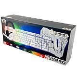 Gaming Keyboard and Mouse and Gaming Headset & Mouse Pad, Wired LED RGB Backlight Bundle for PC Gamers Users - 4 in 1 White Edition Hornet RX-250