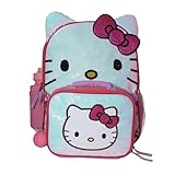 AI ACCESSORY INNOVATIONS Hello Kitty Girls 4 Piece Backpack Set, Iridescent Flip Sequin 16" School Bag with 3D Features, Front Zip Pocket, Pink & White