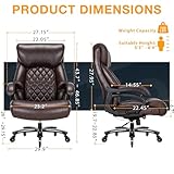 Big and Tall Office Chair for Heavy People, 500LBS High Back Extra Wide Heavy Duty Executive Office Chair Comfortable for Home Office, Large Computer Desk Chair with Adjustable Lumbar Support Brown