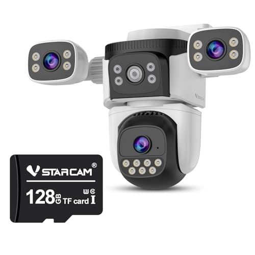VSTARCAM Three Lenses Security Camera Outdoor & 128GB SD Card