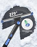 JOYTUTUS 47” Car Snow Brush, 4 in 1 Extendable Auto Car Snow Removal Broom Brush with Squeegee, 270° Foam Grip Car Retractable Snow Shovel with Durable Ice Scraper and Gift Gloves for Car SUV, Blue.