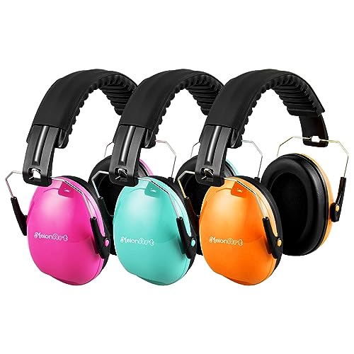 MelonArt Kids Ear Protection Earmuffs Safety Hearing Protection Headphones Noise Reduction for Autism Sensory Kids Chirldren (Mint & Pink & Orange)