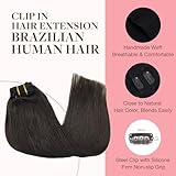 GOO GOO Clip in Hair Extensions Real Human Hair, Remy Human Hair Extensions Clip ins for Women, Natural Human Hair, 20inch 120g 7Pcs, 2 Dark Brown