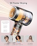 Hair Dryer, 160000 RPM Professional High Speed Ionic Blow Dryer for Fast Drying, 500 Millions Negative Ions Care & Heat-Control & Low Noise Hair dryer with Magnetic Diffuser and Nozzle, No Heat Damage