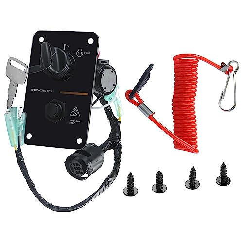 Main Switch Panel Single Engine Key Switch Panel Assembly On-Off-Start Control Box Replacement for Yamaha Outboard Yacht 704-82570-12-00 704-82570-08-00