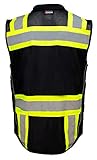 Fierce Safety SU500B Premium Surveyors Class 1 Black Heavy Duty Vest, Tablet Pockets & Neck Padding | 100 Polyester Optimal Breathability Contrasting Reflective Meets ANSI Standards, Medium