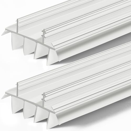 Pushglossy Replacement Door Bottom with Vinyl Fins 36" Long 1 3/4" Wide Threshold Seal Bottom of Door Weatherstrip Kerf Weather Stripping for 7/8" Between Barbs(White,2 Pcs)