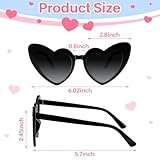 BOUBONI 12 Pack Black Heart Sunglasses Vintage Heart Shaped Glasses Bulk Bachelorette Sunglasses for Women Wedding Party Supplies Favor