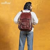 Handmade World Vintage Full Grain 21 Inch Leather Laptop LARGE Backpack Casual Bookbag Daypack Camping Travel Rucksack Knapsack