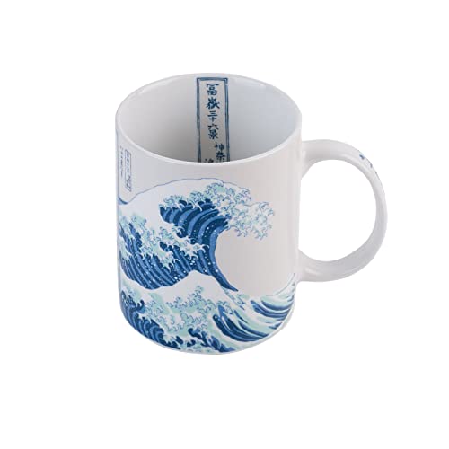 Grupo Erik Official Hokusai The Great Wave Off Kanagawa Porcelain Mug | 35 cl - 350 ml | 3.74 x 3.15 Inches - 9.5 x 8 cm | Coffee and Tea Ceramic Mug
