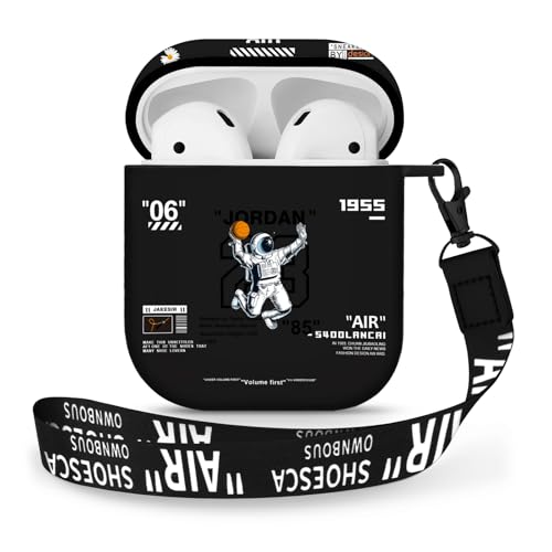 Gedicht for Airpods 2nd Generation Case, Cute Cool Astronaut Pattern Protective TPU Soft Cases for Airpods Case 2nd/1st Gen, Shockproof for Airpods Case Men Women with Lanyard & Keychain