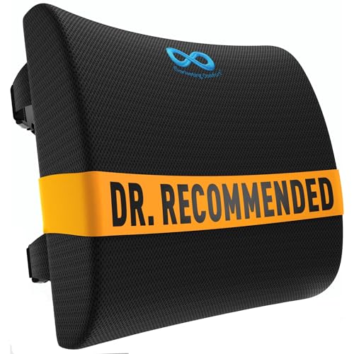 Everlasting Comfort Lumbar Support Pillow for Office Chair - Back Support Cushion for Chair, Car - Memory Foam Lumbar Pillow Promotes Better Posture