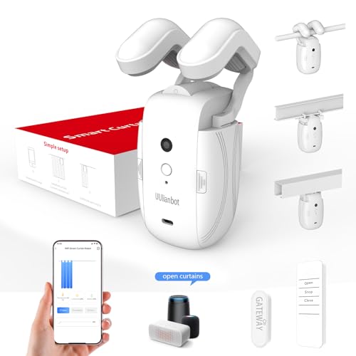 Automatic Curtain Opener - Electric Curtains with Remote Smart Curtain Opener Electronic for Roman/U/T Rails, Bluetooth Curtain Opener with App/Timer, Compatible with Alexa and Google Home