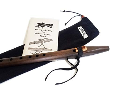 Iron Stained Cedar Native American Style F Sharp Flute, Intermediate Flute Package with Book and Flute Bag by Stellar Flutes. Stellar Basic F# Flute Package
