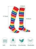 SATINIOR 4 Pairs Rainbow knee socks Women Colorful Striped High Socks Girls Thigh High Stockings