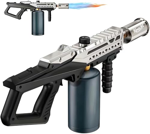 KOACKL Powerful Propane Torch Gun, Kitchen Torch with Adjustable Flame, Flamethrower Blow Torch Gun Gas Welding Kits for BBQ, Searing Steak, Camping & Charcoal Torch Lighter(Tank Not Included)