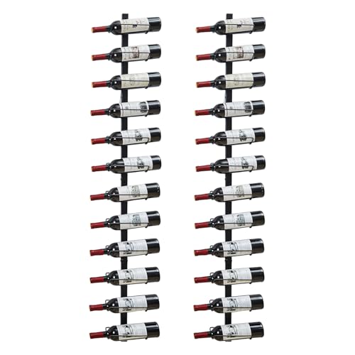 2 Pack 12 Bottle Wall Wine Rack for 24 Wine Bottles, DIY Detachable Wall Mount Wine Rack, Wine Storage Organizer Display Holder Used As One or Four, for Kitchen, Dining Room, Bar, Wine Cellar