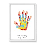 Family Handprint Kit, DIY Baby Hand Print Kit - New Parent Gifts Ideas Hand and 4 Sheets Footprint Keepsake Kit with Baby-Safe Paint