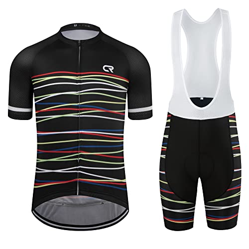 Coconut Ropamo CR Men's Cycling Jersey Set Biking Road Bike Jersey Bib Shorts with 4D Padded Cycling Clothing Set for Men (1033, XL)
