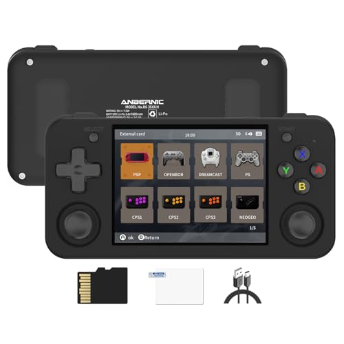 RG35XX H Retro Handheld Game Console 3.5 in IPS Screen Built-in 3300mAH Battery 64G TF Card Preinstalled 5000+ Classic GamesConsole(New Black)