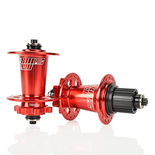 KOOZER XM490Pro Mountain Bike MTB Front & Rear Hub Set for Shimano Micro Spline 12S Speed 32H (Red)