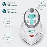 BEAUTURAL Mini Travel Steam Iron for Clothes with Dual Voltage, Non-Stick Soleplate, Anti-Slip Handle, Ideal for Sewing, Quilting and Handcraft