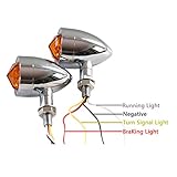 FATECIM Custom 2Pcs Motorcycle LED Turn Signal Lights with Running/Braking Lights, Bullet Heavy Duty Indicators Blinkers Lights Universal Chrome