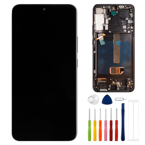 E-yiiviil OLED Digital Display Compatible with Samsung Galaxy S22 Plus S22+ 5G SM-S906B SM-S906U 6.6" LCD Display Touch Screen Assembly with Tools Support Fingerprint（with Frame）