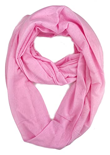 Plum Feathers Elegant Solid Color Infinity Loop Jersey Scarf (Pink)