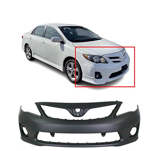 FitParts Compatible with Front Bumper Cover 2011-2013 Toyota Corolla S XRS Sedan 11-13. New, Primed and Ready for Paint. with Fog Light Holes. TO1000373 5211903902 2012