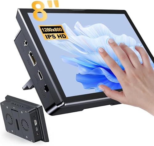 8 Inch Touchscreen for Raspberry Pi,5-Point 1280 * 800 IPS Touchscreen Portable Monitor with HDMI Interface Dual-Speaker for Raspberry Pi 5/4B/3B+/3B/B+ Jetson Nano Win11/10/8/7(8'' 1280*800)