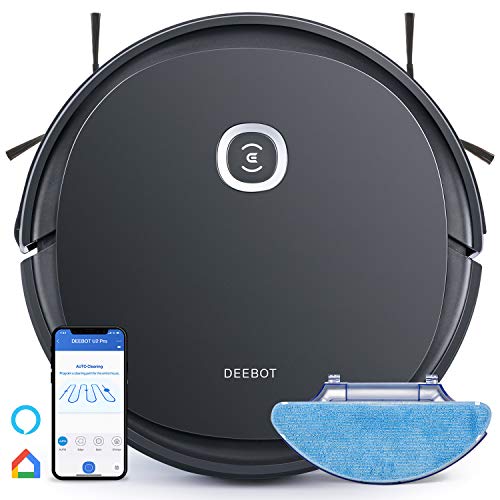 ECOVACS DEEBOT OZMO U2 Pro Robot Vacuum Cleaner 2 in1 Vacuum and Mop, Extra Pet Care Kit 800ml Large Dustbin & Tangle-Free Brush, Ideal for Pet Hair, No-Go Zones, 2.5Hrs Run Time, Voice/App Control…