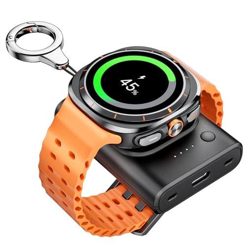 Watch Charger for Galaxy Watch 7 Ultra, 1800mAh Portable Charger for Samsung Galaxy Watch 7/Ultra/6/6 Classic/5/5 Pro/4/3/Active 2, for Samsung Gear S3/Sport Watch Charger with Keychain