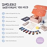 Sculpd - The Original Pottery Starter Kit - Complete Air Dry Clay + Painting Beginner Set for 2 Adults: Includes Sculpting Tools, Acrylic Paint, Brushes, Easy Guide, Video Tutorial & More