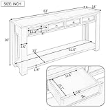 Console Table Hallway Sofa Entryway Side Table 63" Long Furniture with 4 Drawers and Bottom Shelf for Living Room Home Decor (Gray Wash)