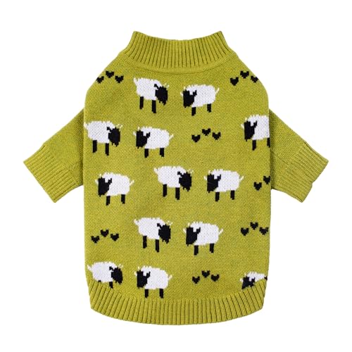Fitwarm Funny Sheep Dog Sweater, Thermal Dog Winter Clothes for Small Dogs Boy Girl, Dog Holiday Clothes, Doggy Pullover Jumper, Pet Outfit, Black, Green, White, XS