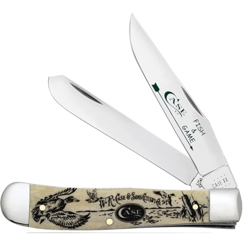 Case XX WR POCKET KNIFE, FISH & GAME NATURAL BONE TRAPPER - DUCK, 4 1/8 INCHES CLOSED, ITEM #9100538