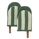 Folkulture Mini Oven Mitts Heat Resistant | (5.75 x9) Set of 2 Short Oven Mitts with Hanging Loop | 100% Cotton Oven Gloves | Kitchen Mittens, Small Silicone Oven Mits