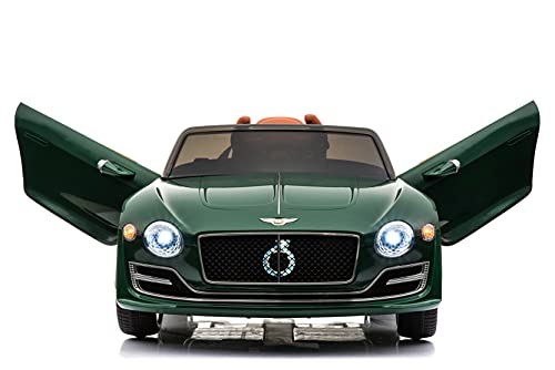 Rock Wheels Licensed Bentley EXP12 Kids Ride on Toy Car, 12V Battery Powered Children Electric 4 Wheels w/ Parent Remote Control, Foot Pedal, 2 Speeds, Music, Aux, LED Headlights (Green)