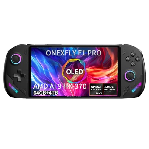 Onexfly F1 PRO (AMD Ryzen AI 9 HX 370-64GB+4TB) 7 Inches OLED Handheld PC Video Game Console OneXPlayer OneXFly F1 PRO Portable Win 11 Home OS Laptop 1920X1080 Mini Pocket Tablet PC Black