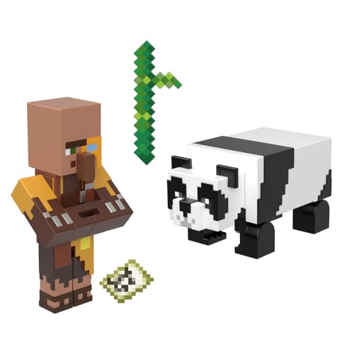 Minecraft Vanilla Action Figure Cartographer Jungle and Panda 3.25" Pack for Kids Ages 6 and Up
